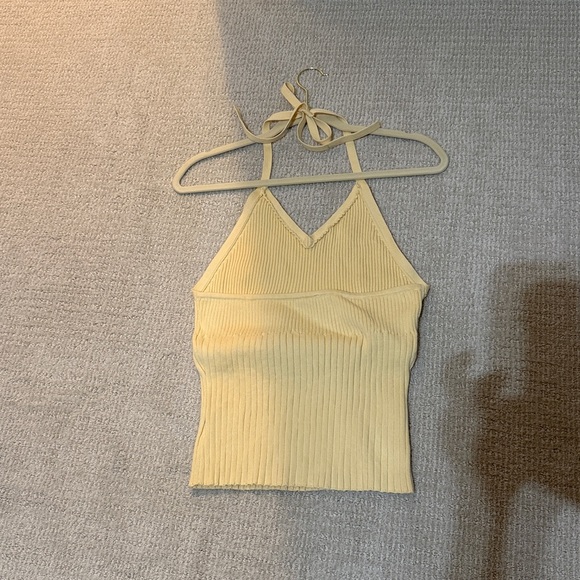 Cream Ribbed Knit Halter Top - Picture 2 of 2